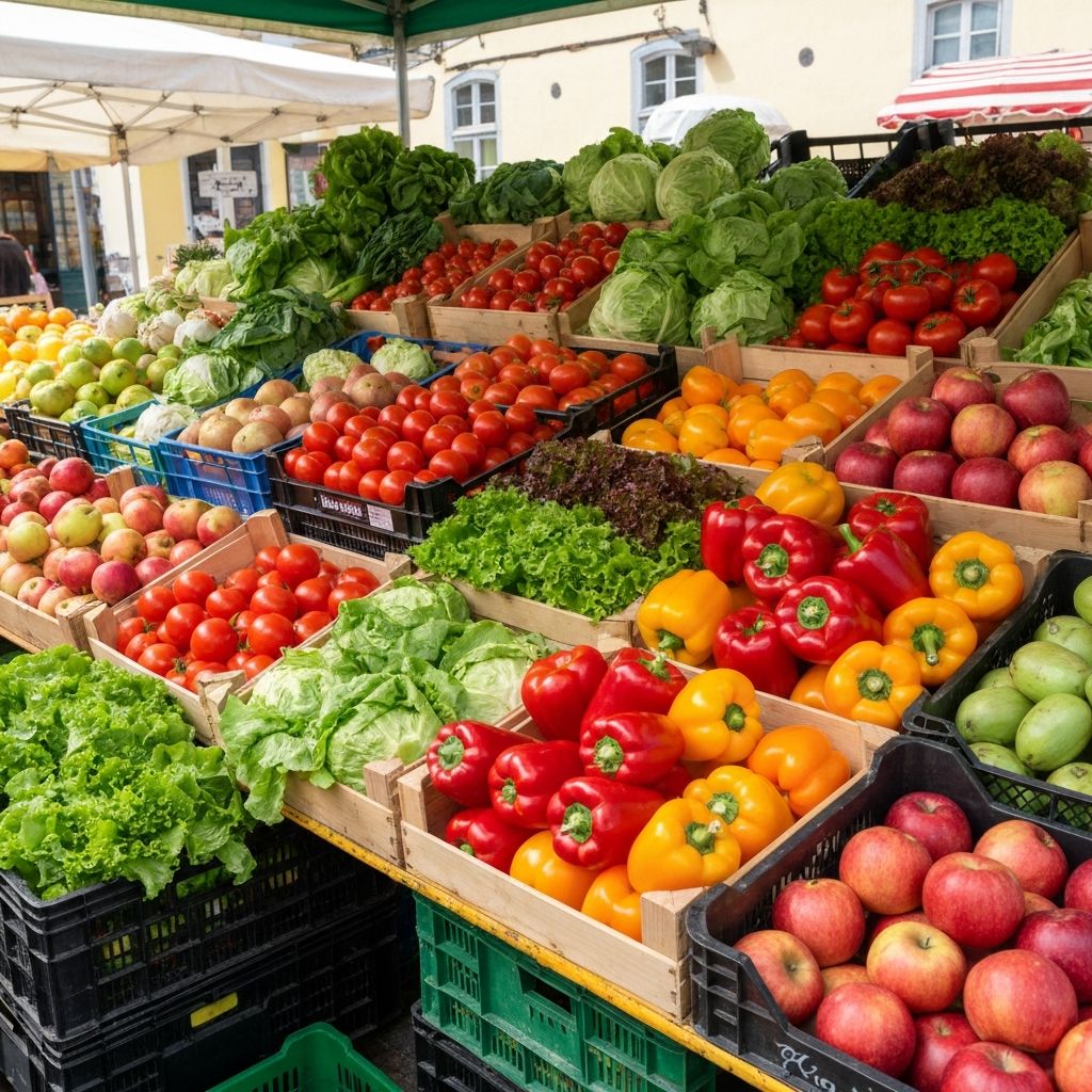 Frische Produkte am Marktstand